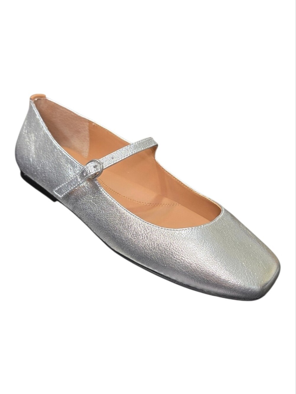 NIB Gentle Souls Kenneth Cole Wynona Silver Leather Mary Jane Flats 8M